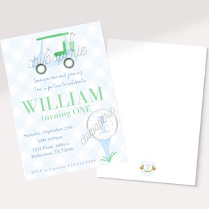 Watercolor Golf First Birthday Invitation (Digital)