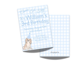 Watercolor Puppy Birthday Invitation: Boy Puppy Party (Digital)
