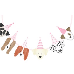 Puppy dog banner, dog banner, puppy dog birthday banner, dog heads, cutout dog heads, puppy dog theme, Watercolor puppy dog, dog party