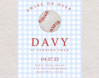 Watercolor Baseball Birthday Invitation: Sports Party (Digital)