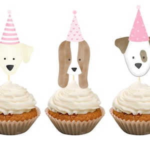 Puppy dog cupcake toppers, puppy dog party supplies, watercolor puppy dog, light pink puppy dogs, snips and snails and puppy dog tails, pink