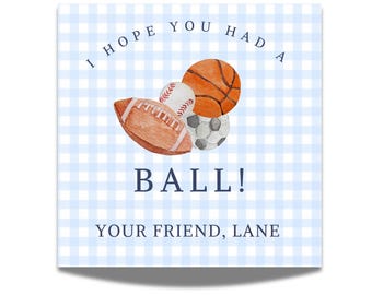 Sports Party Favor Tag / all star birthday / sports theme / sports/ basketball / watercolor sports party tag / football / soccer / baseball