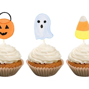 Halloween Cupcake Toppers | Halloween party supplies | watercolor Halloween toppers | candy corn toppers | ghost cupcake toppers | spooky