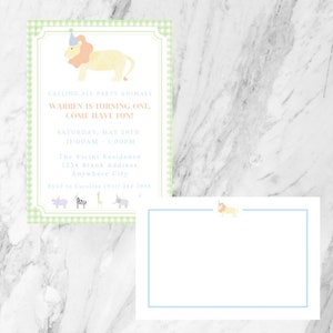 Party Animals Invitation / digital / printable / watercolor animals / wild one invitation / animals theme / lion theme / zoo birthday image 3