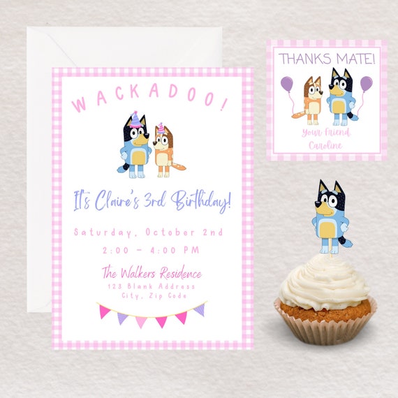 Bluey Invitation | printable | printed | digital | bluey | invite | bluey and bingo | girls bluey invite