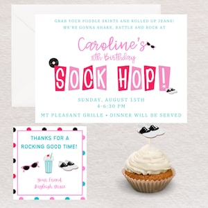 Sock Hop Invitation / digital / printed / 1950s party / diner theme / grease theme / 1950s invitation / grease invitation / sock hop theme