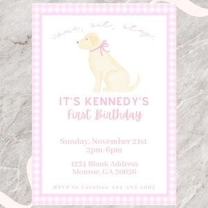Puppy Dog Invitation, Digital Dog Birthday Invitation, Girl Puppy Dog Party, Come Sit Stay Invitation, Watercolor Puppy Invite, Puppy theme