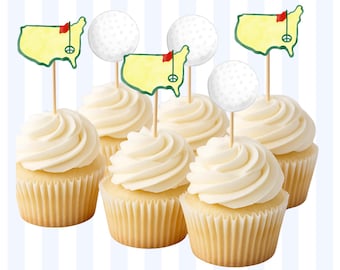 Watercolor Golf Cupcake Toppers | Classic Golf Party Decor | American Golf Theme | Golf Birthday | Hole In One | Partee