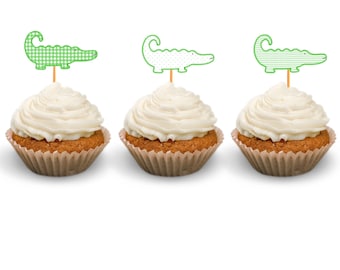 Alligator Cupcake Toppers / animal cupcake toppers / alligator party supplies / alligator birthday