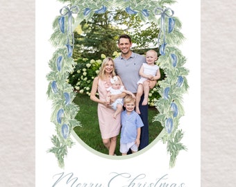 Watercolor christmas card, Watercolor Holiday card, Printed christmas card, Christmas family card, Merry Christmas card, Personalized card