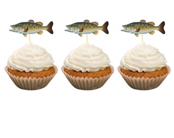 30 MARLIN FISH GAME FISHING ANGLING PERSONALISED EDIBLE PAPER CUP CAKE TOPPERS 