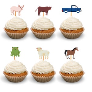 Little Blue Truck Cupcake Toppers / animal cupcake toppers / little Blue truck party supplies / little Blue truck birthday