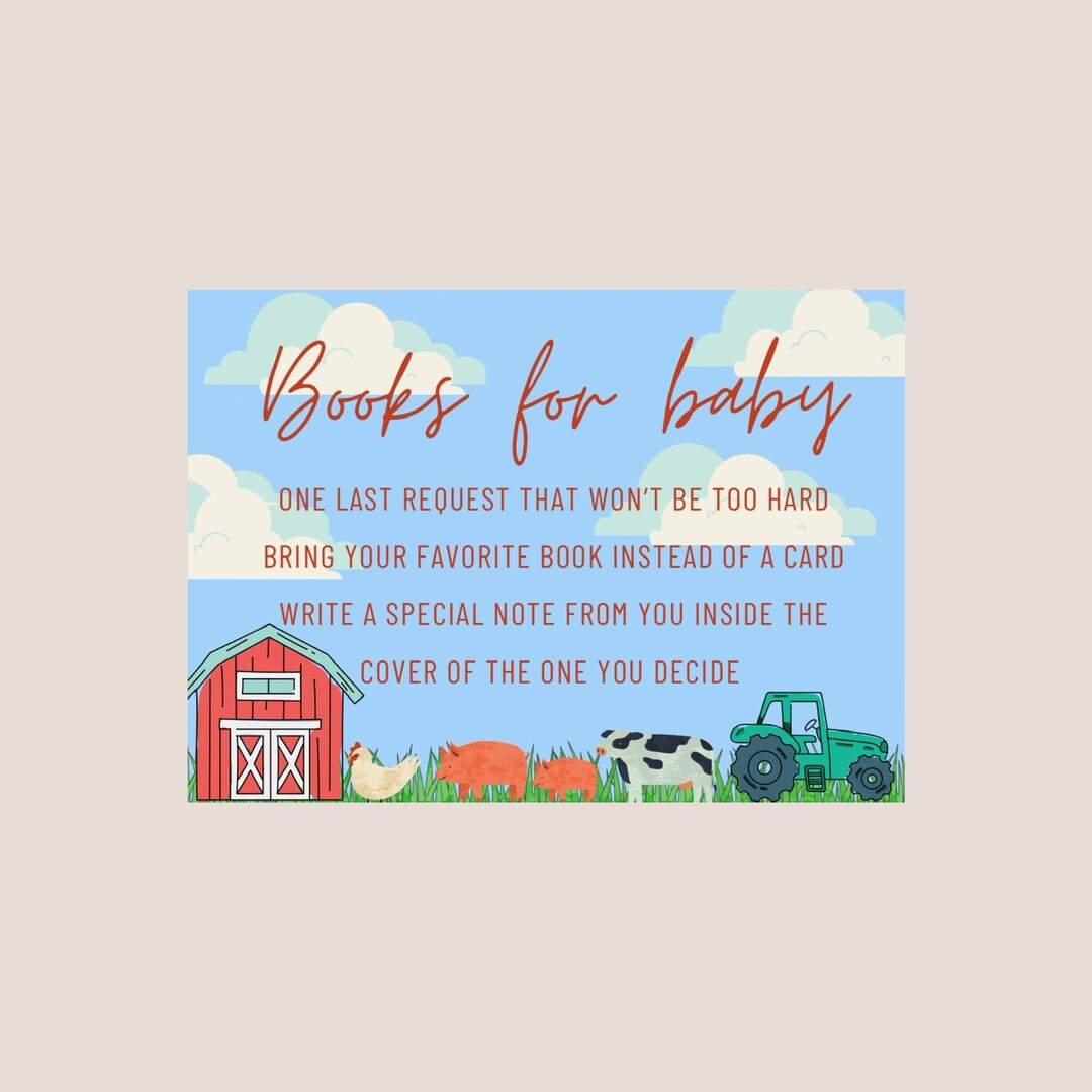 Books for Baby Insert Farm Theme Etsy