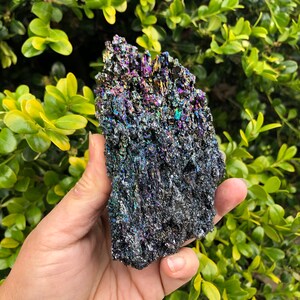 Raw Berthierite Cluster with Wooden Stand Vibrant Colorful image 7