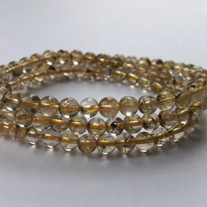 5*mm Golden Rutilated Quartz 3 Wraps Bracelet with Yellow Stretchy Band