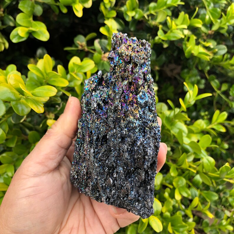 Raw Berthierite Cluster with Wooden Stand Vibrant Colorful image 9