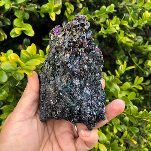 Raw Berthierite Cluster with Wooden Stand Vibrant Colorful image 6