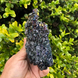 Raw Berthierite Cluster with Wooden Stand Vibrant Colorful image 8