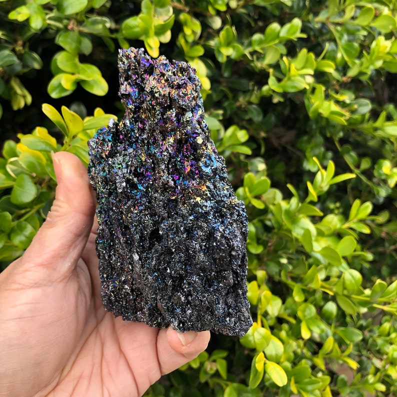 Raw Berthierite Cluster with Wooden Stand Vibrant Colorful image 3