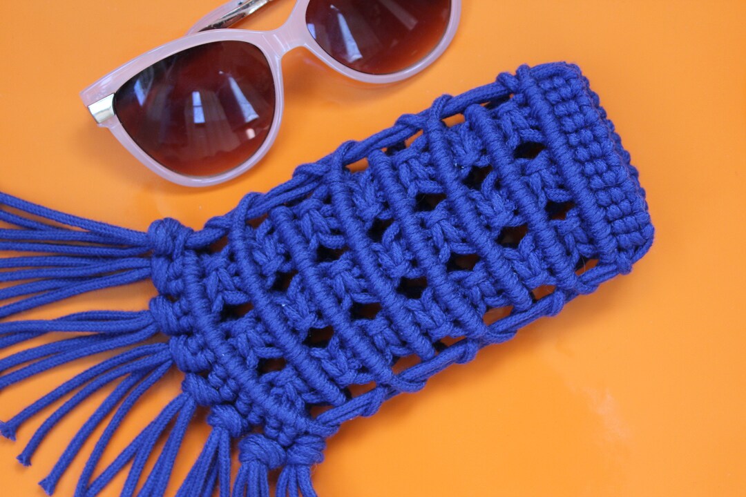 Blue Macrame Sunglass Case Etsy