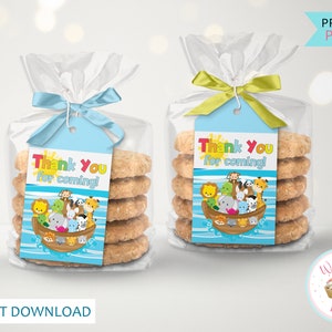 Noahs Ark Birthday Favor Tags, Noah&#39;s Ark Birthday Tags, Printable Mini Thank You Gift Hang Tags for Party Favor Bags - INSTANT DOWNLOAD