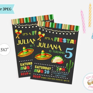 Fiesta Theme Taco 1st Birthday Invitation, Mexican Theme Party Birthday Invite First Fiesta Decorations, Printable Fiesta Invitation