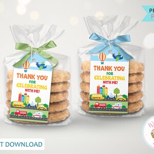 Car Theme Birthday Party Favor Tags Truck Cars Birthday Party Thank You Tags Transportation Boy 2nd Birthday Theme Printable Gift Bag Tags