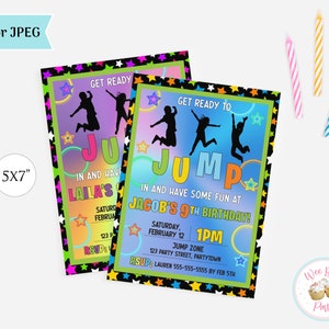 Trampolin Park Geburtstagseinladung, Sprung-Geburtstags-Party Einladung, druckbare Hüpfburg-Party 8.10.13