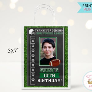 Football Birthday Gift Bag Stickers, Football Player Thank You Gift Bag Tags, Printable Football Decor Party Custom Favor Bags- PDF