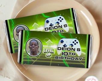Video Games Birthday Candy Bar Wrappers, Gamer Birthday Party Chocolate Bar Printable Labels, Custom Party Favors & Decorations - .PDF File