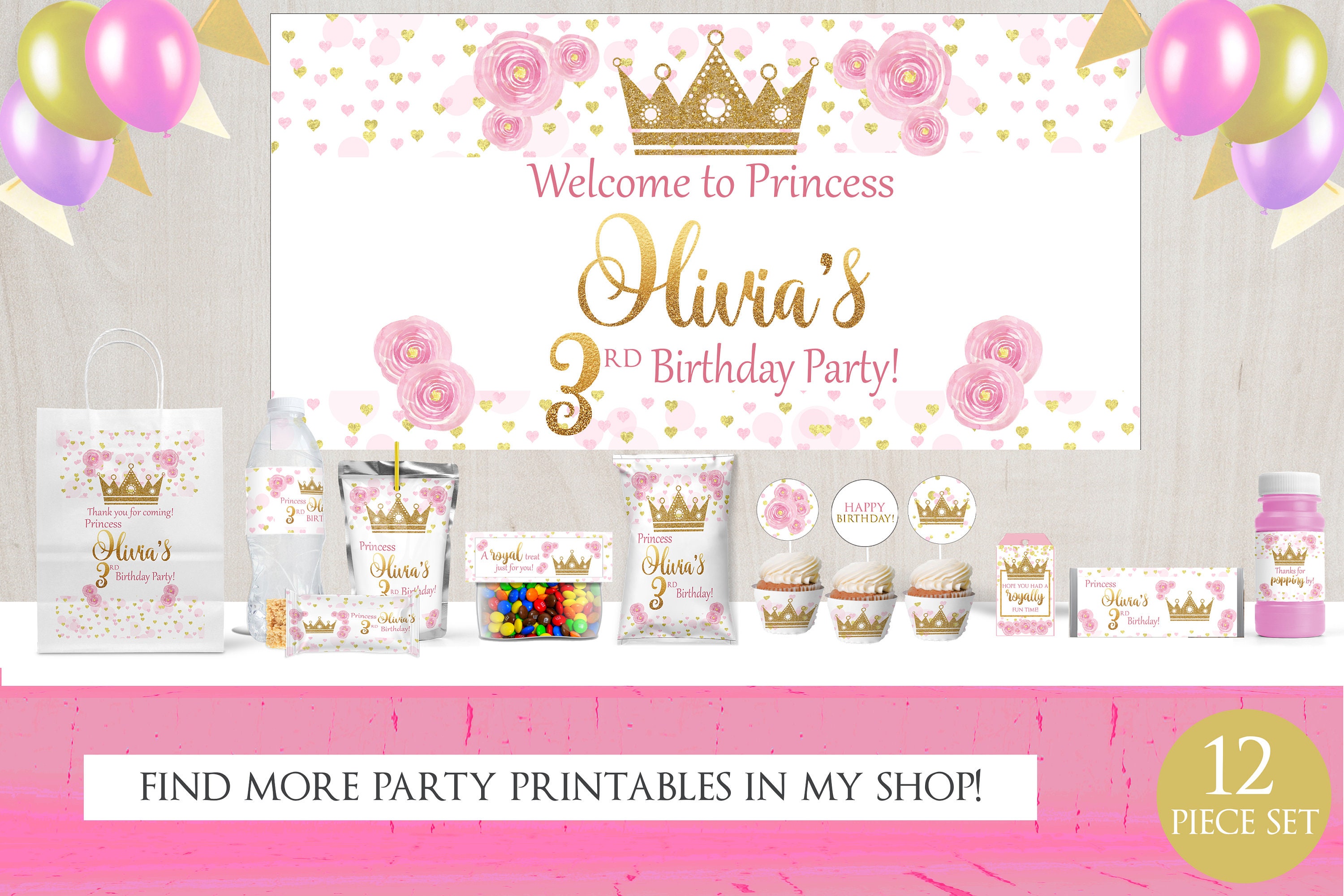 Princess Birthday Printable Food and Drink Party Bundle | Etsy