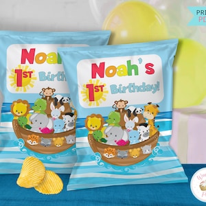 Noahs Ark Custom Chip Bags Labels, Printable Noah's Ark Birthday Party Chip Bag Packages, Customized Party Favors & Decorations .PDF File