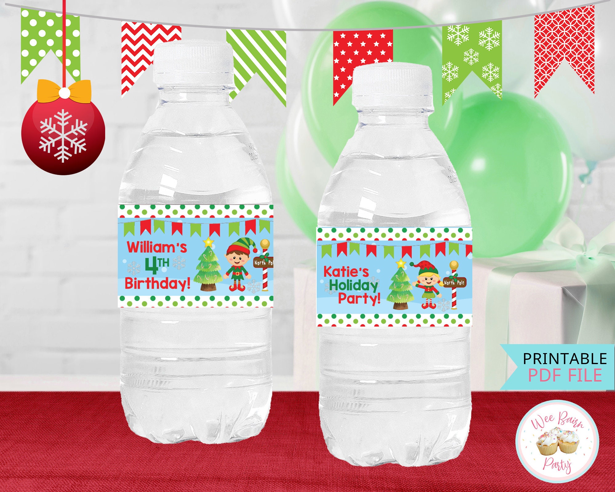 Christmas Drinking Bottle Kids Toy Novelty Santa Claus Naughty Elf Snowman  Straw