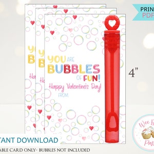 Etiquettes cadeaux imprimables pour la Saint-Valentin, mini baguettes magiques bulles, classe facile, Saint-Valentin DIY
