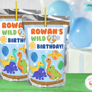 Boy 2nd Birthday Decorations Juice Labels 2nd Birthday Favors Toddler 2 Year old Boy 2nd Birthday Party Drink Labels Printable - PDF