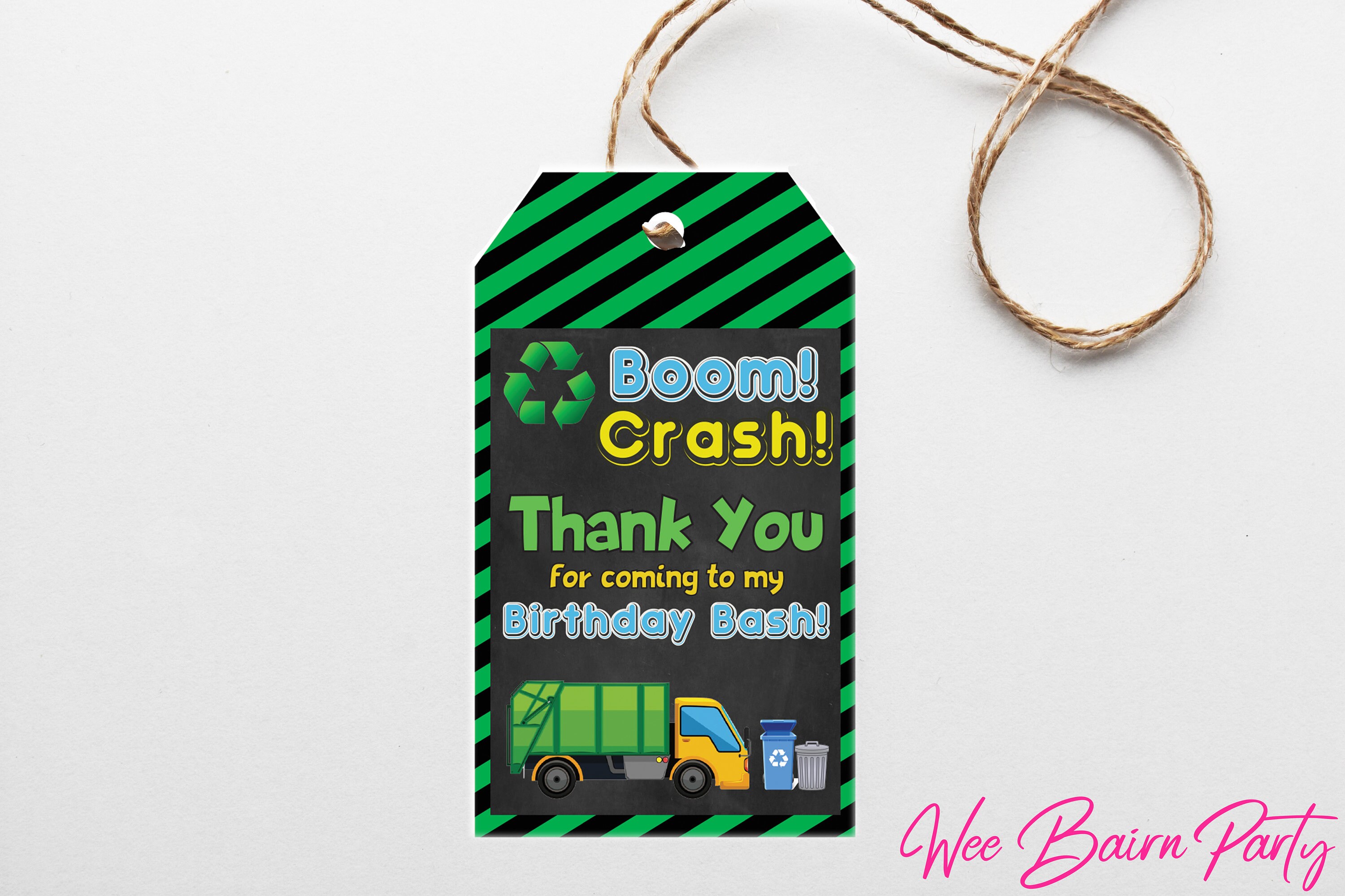 Garbage Truck Birthday Party Favor Hang Tags Trash Truck Gift Etsy