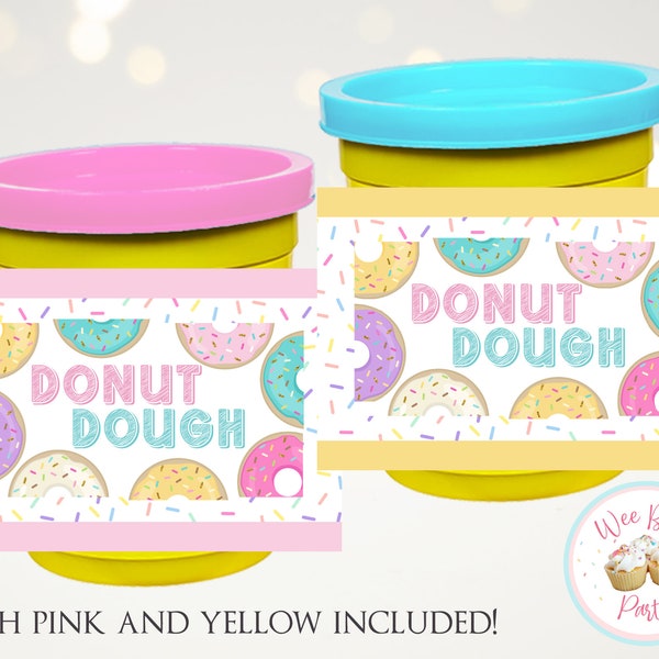 Jouer à la pâte Donut Party Favors Stickers, 1er 2ème Donut Birthday Party Sensory Dough Favors, Printable Donut Party Decor - TÉLÉCHARGEMENT INSTANTANÉ