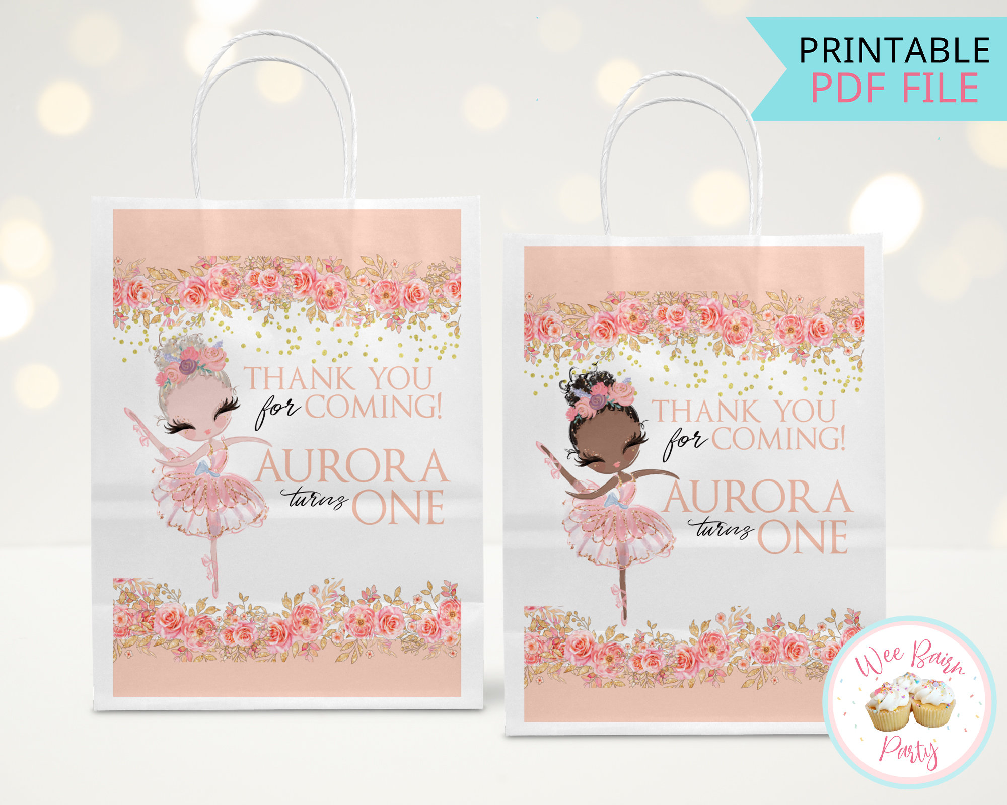 Ballerina Birthday Party Goodie Bags Thank You Stickers Girl Etsy