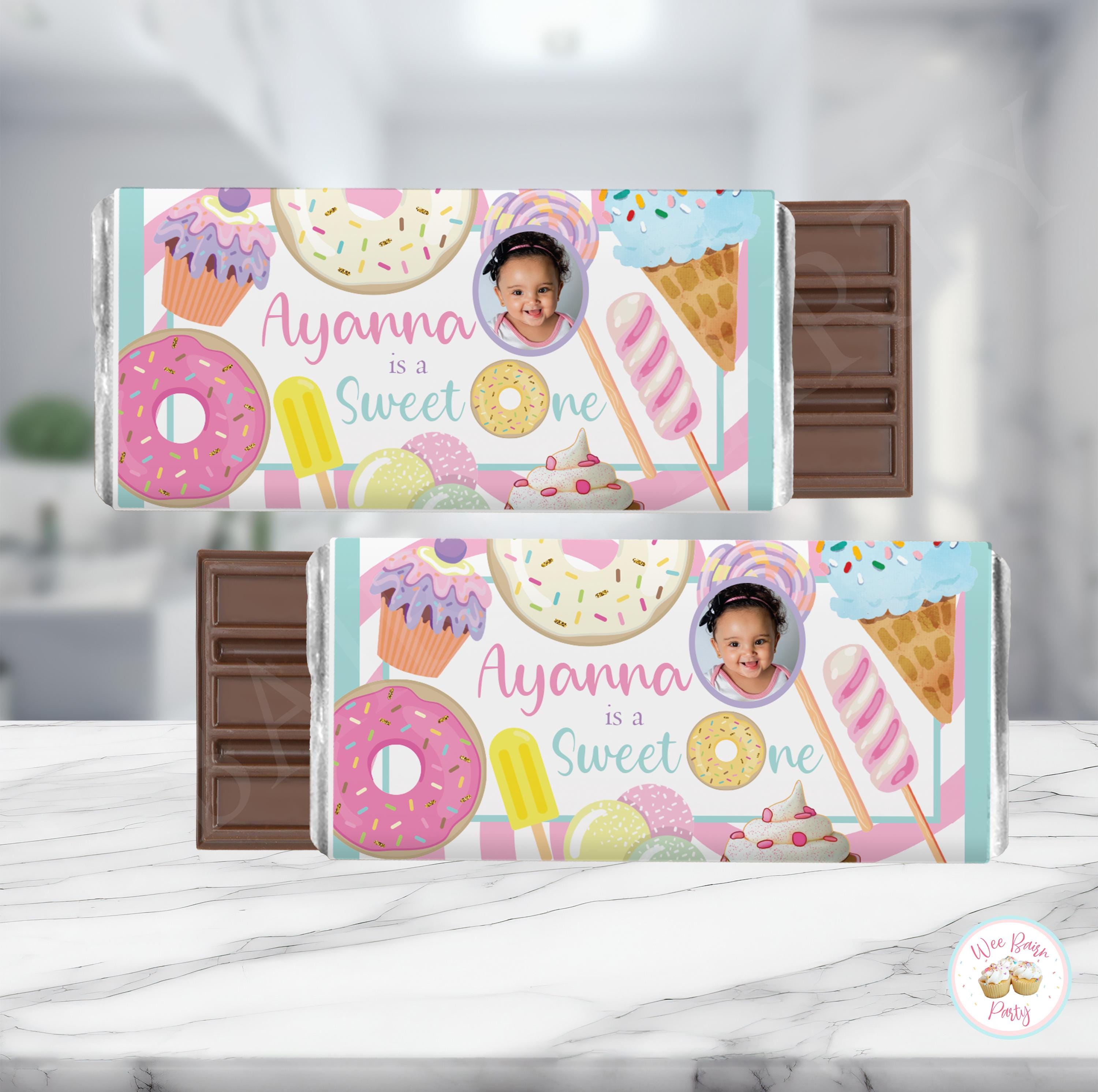 Sweet One Birthday Candy Bar Wrappers, Baby 1st Birthday Girl Ice Cream ...