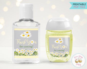 Daisy Birthday Party Hand Sanitize Label Daisy First Birthday Thank You For Coming Printable Stickers Wildflower Daisy Party Decor Favors