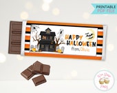 Happy Halloween Printable Candy Wrappers, Personalized Halloween Party Favors Candy Bar Wrappers, Cute Halloween Goodie Bag Printable Labels