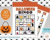 Printable Halloween Bingo Cards Kids Family Halloween Party Game Kindergarten First Grade Teacher Halloween Activities INSTANT DOWNLOAD PDF