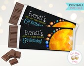 Space Birthday Party Candy Bar Wrappers, Solar System Planets Chocolate Bar Printable Labels, Custom Outer Space Party Decor - .PDF File