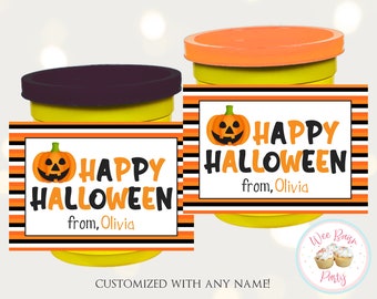 Play Dough Happy Halloween Party Favors Stickers, Halloween Treat Bag Sensory Play Dough Personalized Favors, Halloween Goodie Bags Gift