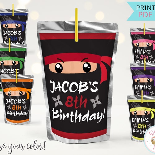 Chivertion Ninja Gift Bags - 12 Pcs Ninja Theme Party Favor Bags With Handles For Birthday Treats