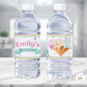 Ice Cream Themed Water Bottle Labels, Ice Cream Party Water Bottle ...