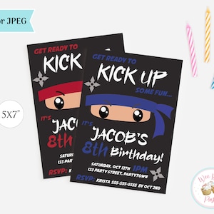 Ninja Geburtstagseinladung Ninja Partyzubehör Ninja Einladung 8.Geburtstag Party Printables Kindergeburtstag einladen Ninja Party Favors - PDF