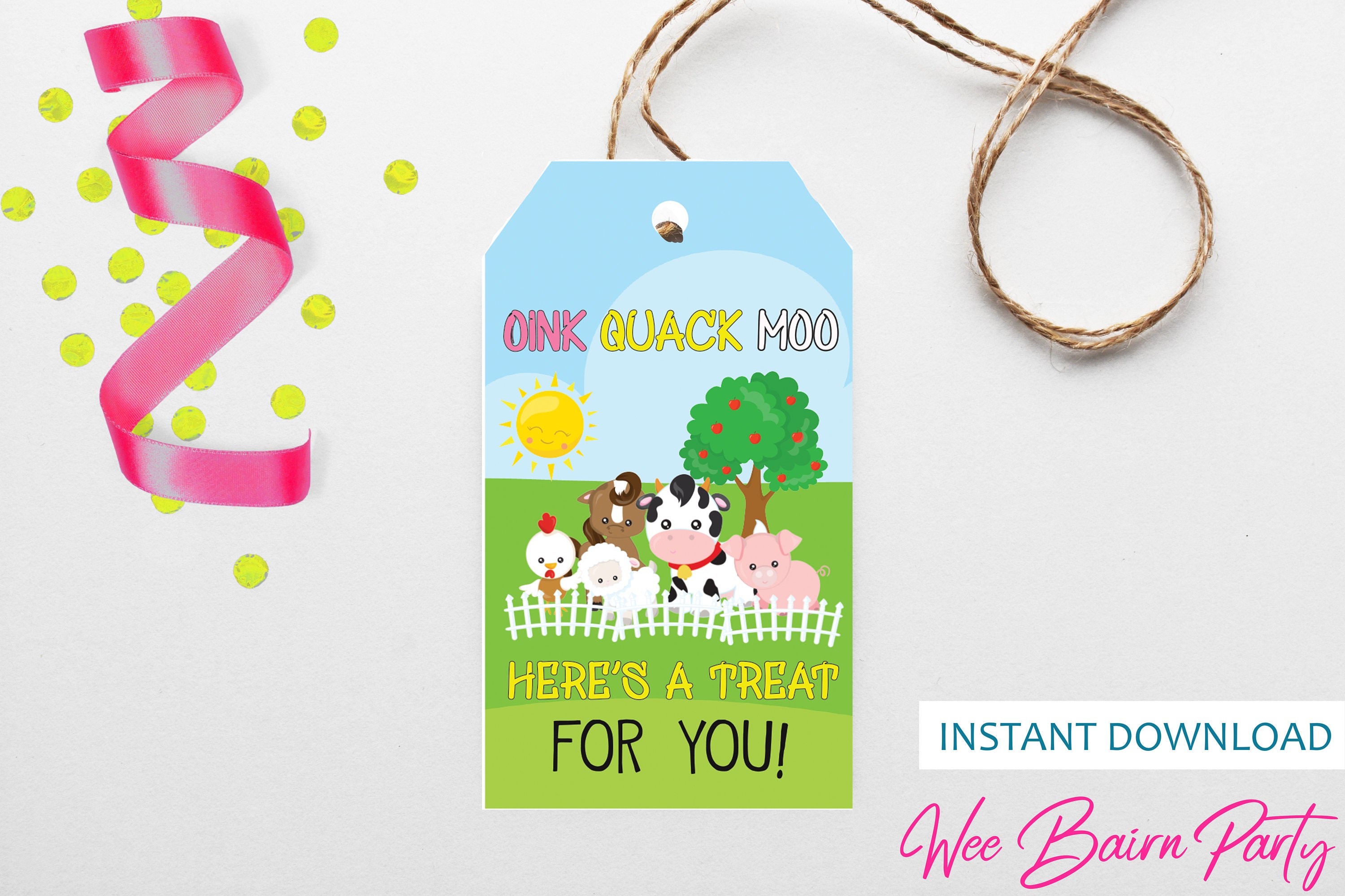Farm Animal Birthday Favor Tags Farm Themed Birthday Mini | Etsy