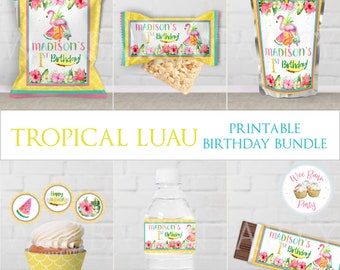 Lot de cadeaux tropical hawaïen Luau, décorations Luau imprimables d'anniversaire Aloha et décoration de fête, décoration de plage sous la mer - PDF