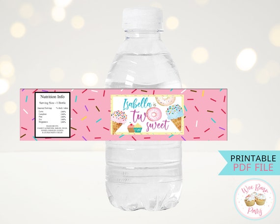 2nd Birthday Girl Water Bottle Labels, 2 Year Old Girl 2nd